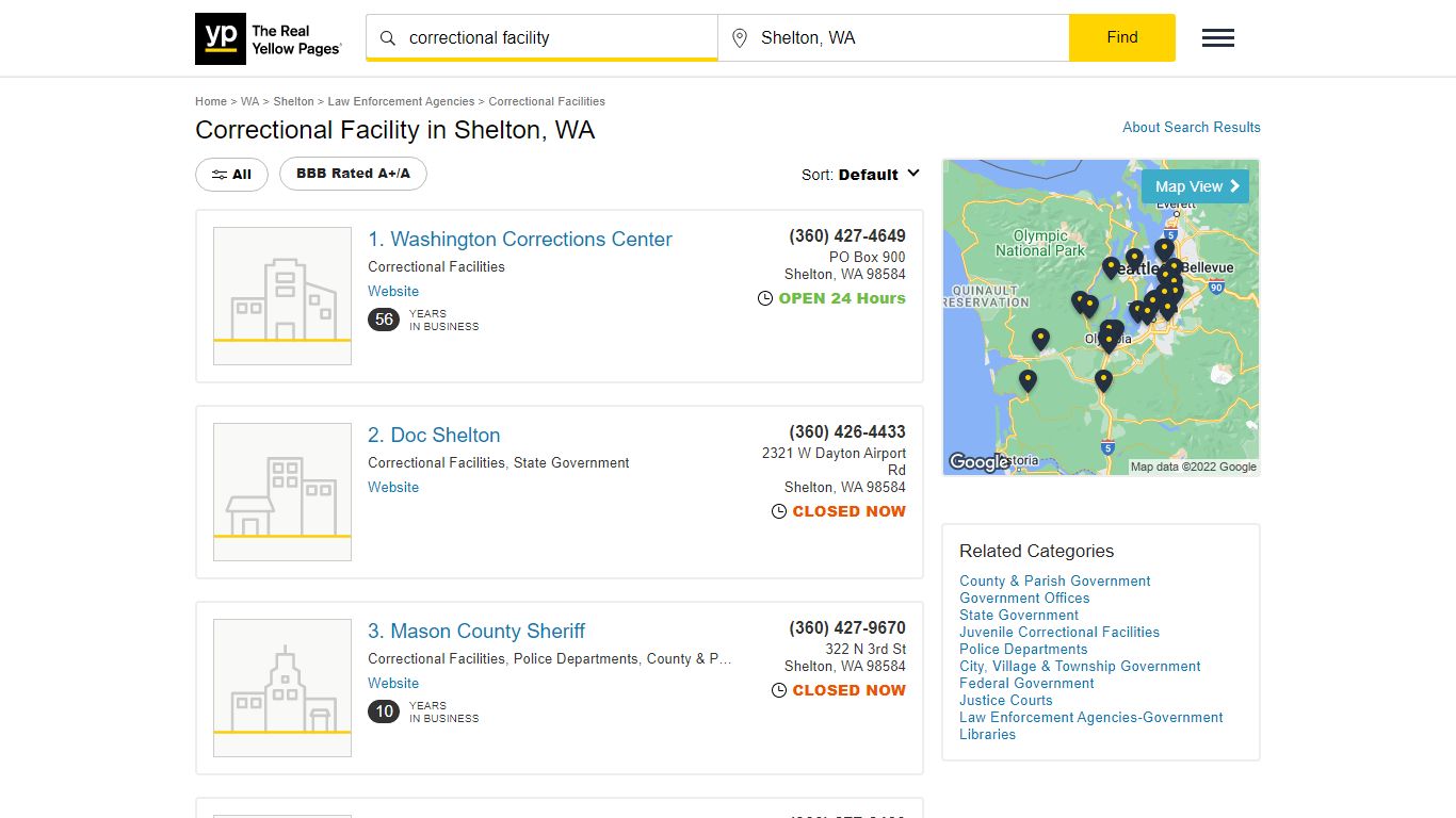 Correctional Facility in Shelton, WA - Yellow Pages
